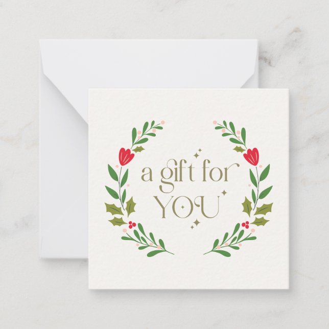 Elegant Christmas Wreath Gift Card (Front)