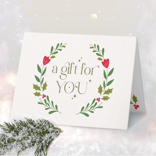 Elegant Christmas Wreath Gift Certificate Thank You Card (Creator Uploaded)