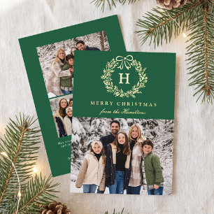 Elegant Christmas Wreath Green Monogram 4 Photo