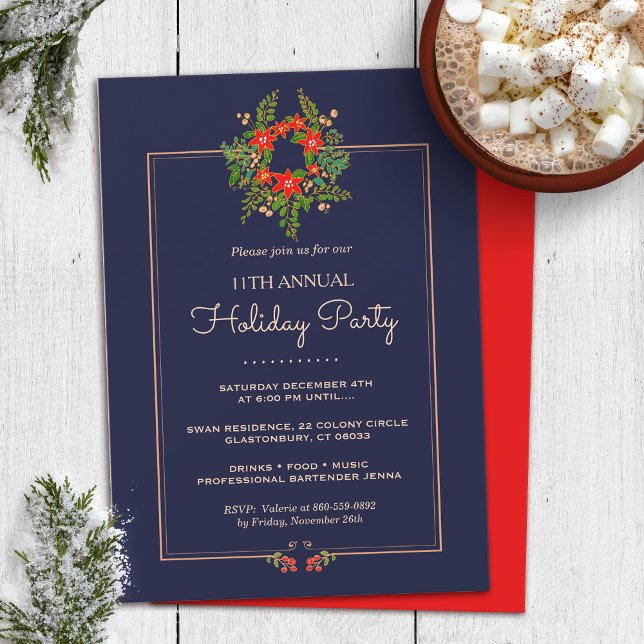 Elegant Christmas Wreath  Holiday Party Invitation (Creator Uploaded)