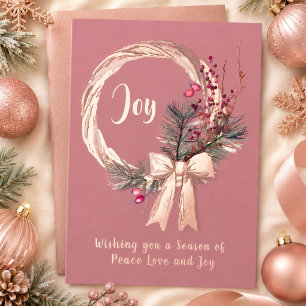 Elegant Christmas Wreath Joy Christmas Rose Gold