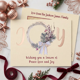 Elegant Christmas Wreath Joy Christmas Rose Gold
