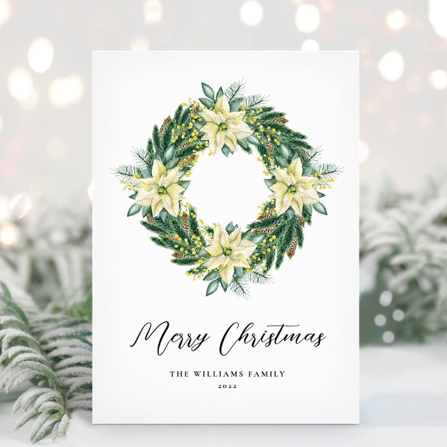 Elegant Christmas Wreath Non-Photo Holiday Card (Creator Uploaded)
