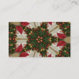 Elegant Christmas Wreath Red Green Kaleidoscopic Business Card