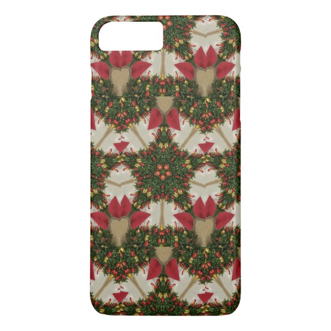 Elegant Christmas Wreath Red Green Kaleidoscopic Case-Mate iPhone Case (Back)