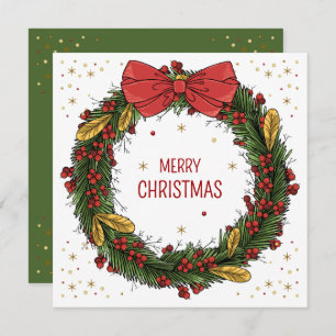 Elegant Christmas Wreath Square Greeting Card
