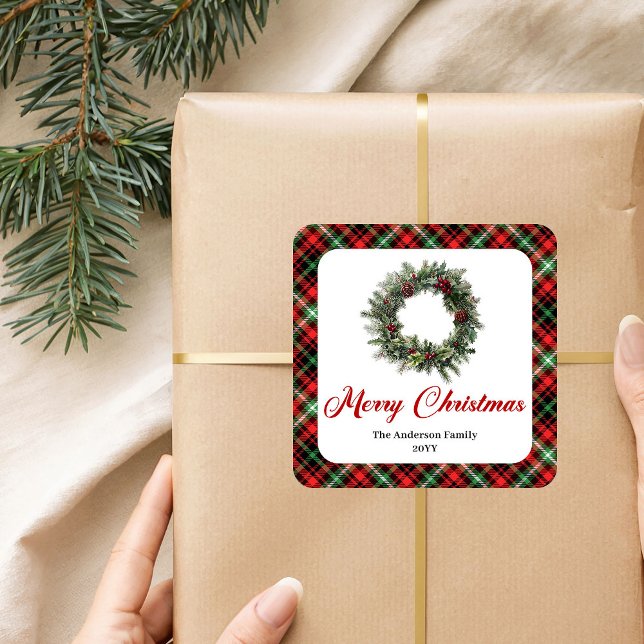 Elegant Christmas wreath sticker custom holiday  (Elegant Christmas wreath sticker custom holiday name

)