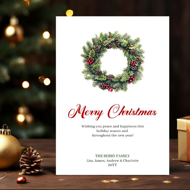 Elegant Christmas Wreath Watercolor Greeting Card (Elegant Christmas Wreath Watercolor Greeting Card)