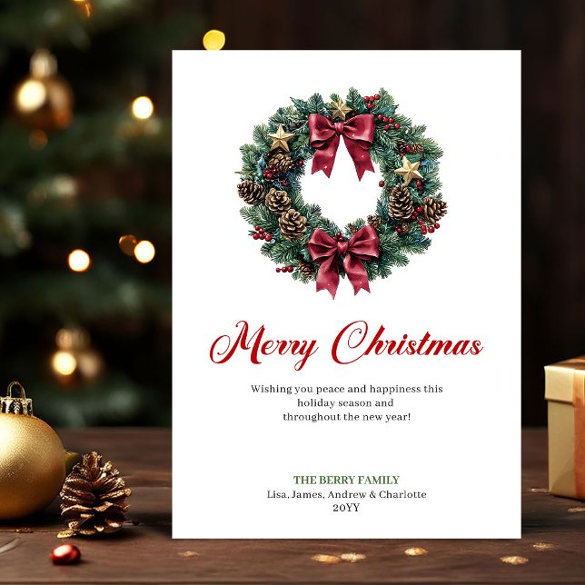 Elegant Christmas Wreath with Pine Cones Card (Elegant Christmas Wreath with Pine Cones Card)