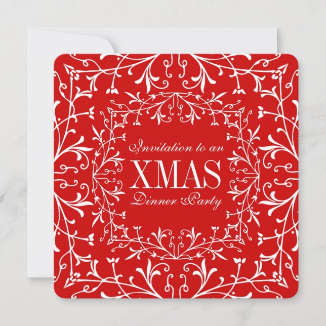 Elegant Christmas XMAS Dinner Dance Party Invites (Front)