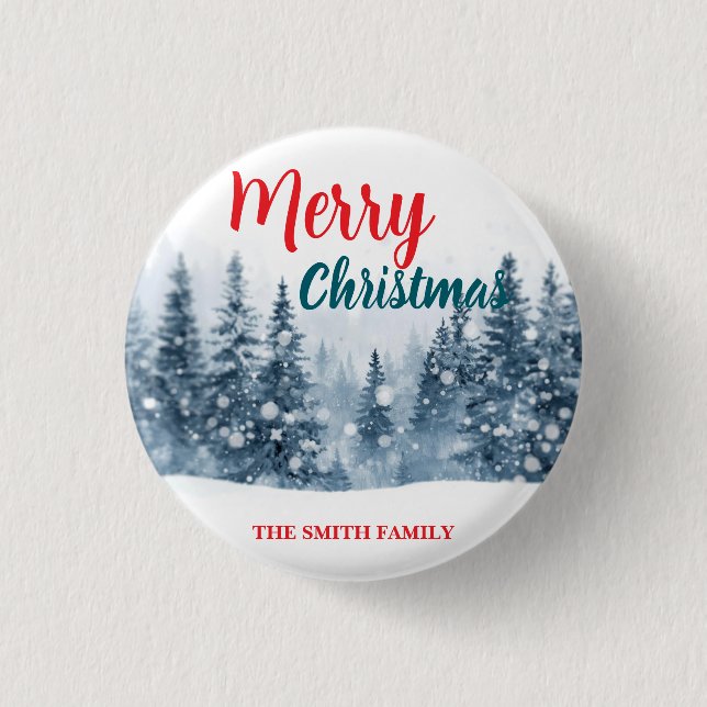Elegant Christmas Xmas winter pine tree forest Hol 3 Cm Round Badge (Front)