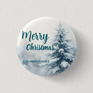 Elegant Christmas Xmas winter pine tree forest Hol 3 Cm Round Badge