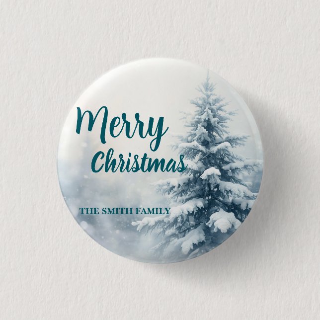 Elegant Christmas Xmas winter pine tree forest Hol 3 Cm Round Badge (Front)