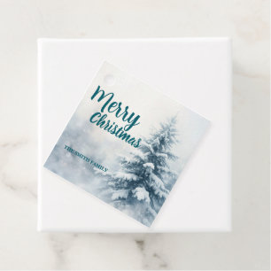 Elegant Christmas Xmas winter pine tree forest Hol Favour Tags