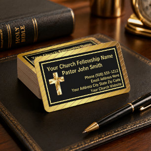 Elegant Church Pastor Gold Black Business  Card