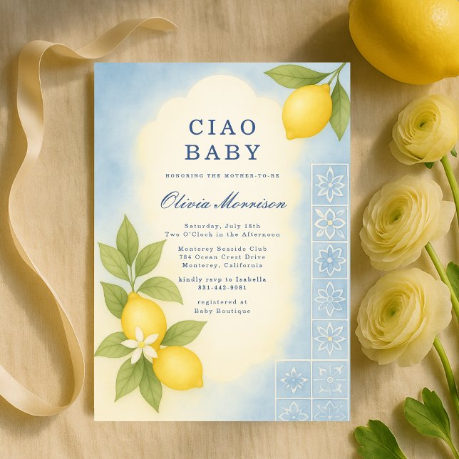 Elegant Ciao Baby Italian Baby Shower Invitation (Creator Uploaded)