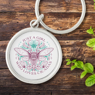Elegant Cicada Lover Quote for Girls Line Art Key Ring