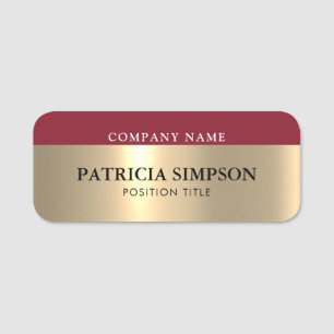 Elegant Cinnabar Red And Gold: Your Personal Style Name Tag