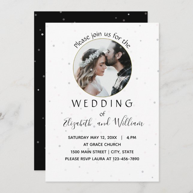 Elegant Circle Photo Wedding Invitation (Front/Back)