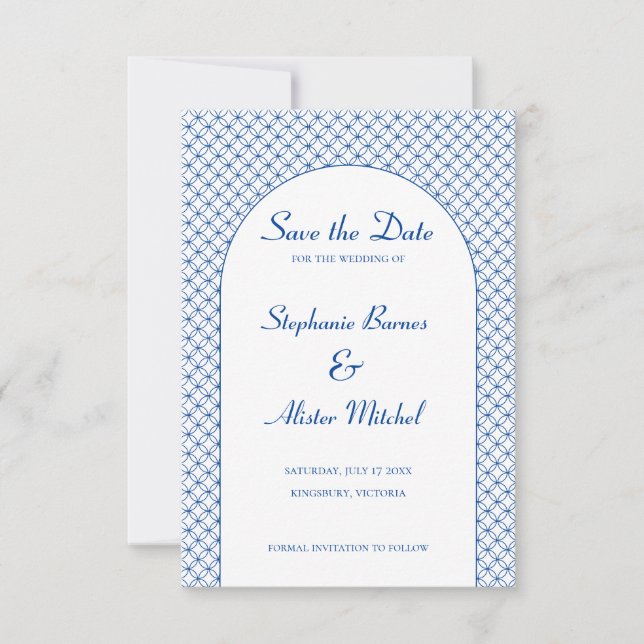 Elegant Circle Seamless Pattern Geometric Save The Date (Front)