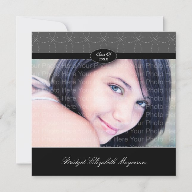 Elegant Circles Pattern: Black Editable Invitation (Front)