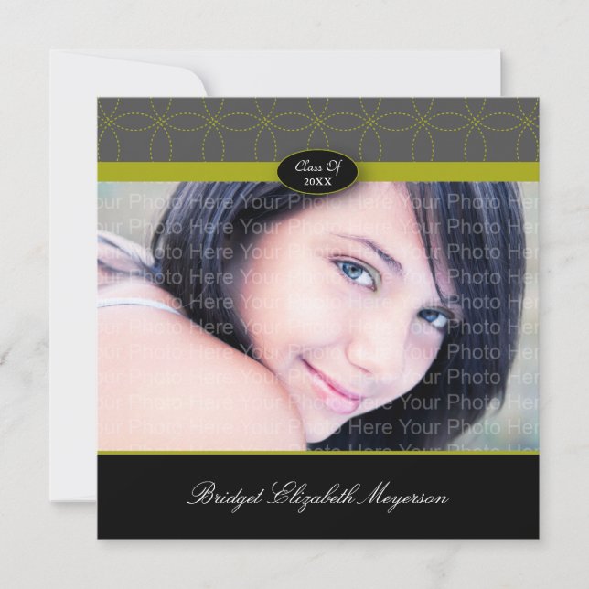 Elegant Circles Pattern: Green Editable Invitation (Front)