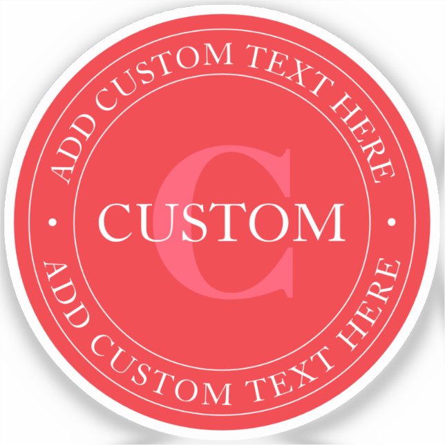 Elegant Circular Text Template Editable Red White (Front)