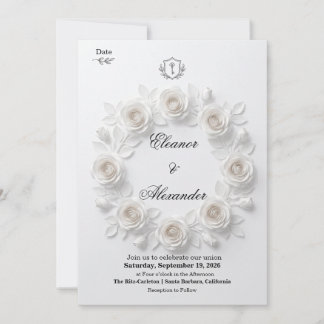 Elegant Circular White Floral Save the Date Card