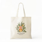 Elegant Citrus Botanical Bridesmaid Favour Tote Ba