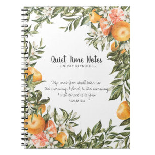 Elegant Citrus Botanical Monogram Quiet Time Notebook