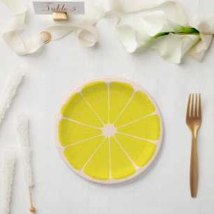Elegant citrus colourful party Trendy Yellow Paper Plate