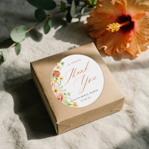 Elegant Citrus Floral Bridal Shower Favour Classic Round Sticker