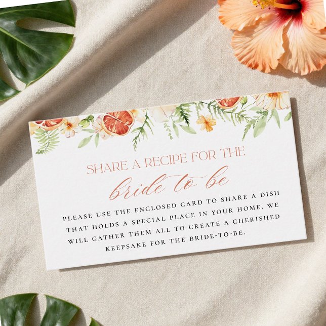 Elegant Citrus Floral Bridal Shower Recipe Request Enclosure Card (Creator Uploaded)