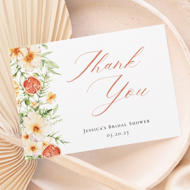 Elegant Citrus Floral Bridal Shower Thank You Card (Creator Uploaded)