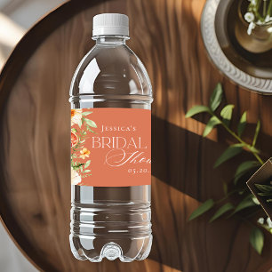 Elegant Citrus Floral Bridal Shower Water Bottle Label