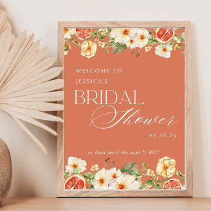 Elegant Citrus Floral Bridal Shower Welcome Sign