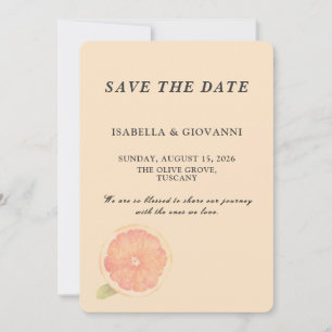 Elegant Citrus Grapefruit Wedding Save the Date Invitation