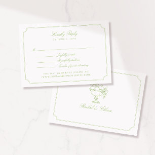 Elegant Citrus Green Double Frame Wedding RSVP Car Card