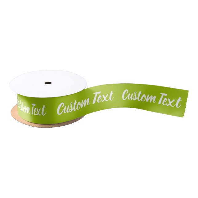 Elegant Citrus Green White Script Text Template Satin Ribbon (Spool)