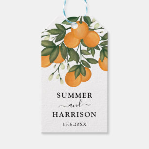 Elegant Citrus Greenery Orange Orchard Wedding Gift Tags