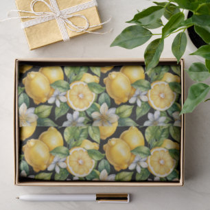 Elegant Citrus Lemon Floral Pattern Tissue Paper