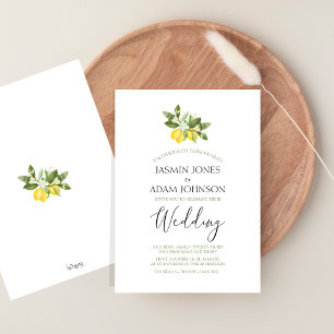 Elegant Citrus Lemon Greenery Wedding Invitation
