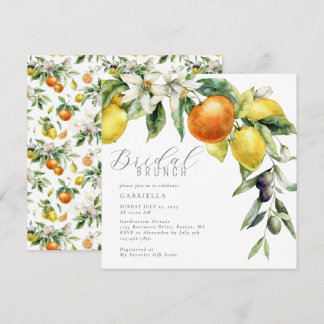 Elegant Citrus Lemon Orange Bridal Shower Invitation