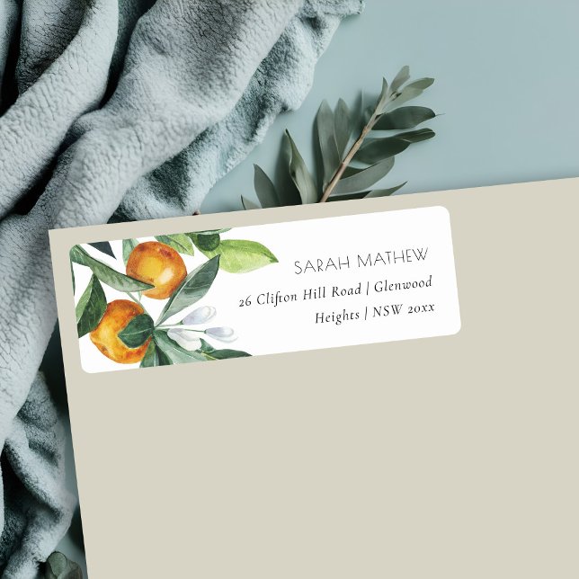 Elegant Citrus Orange Botanical Boho Address (Creator Uploaded)