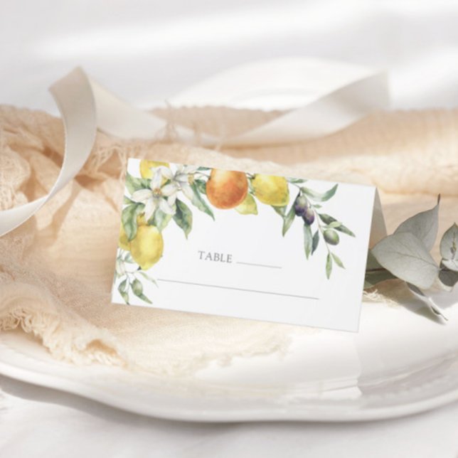 Elegant Citrus Orange Lemon Wedding Place Card (Creator Uploaded)