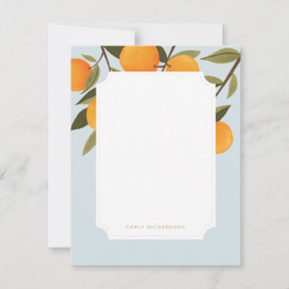 Elegant Citrus Orange Personalised Stationery Card