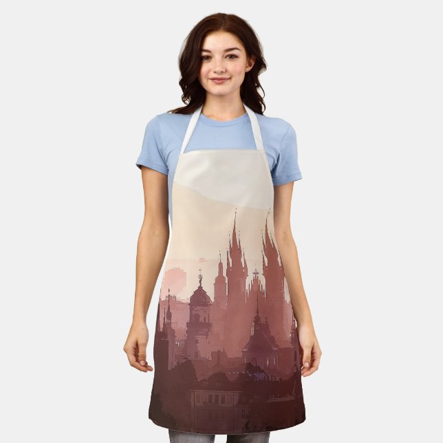 Elegant City of Prague Acrylic Artwork | Apron (Worn)