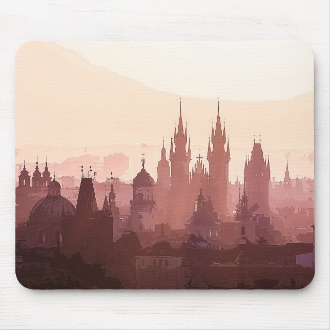 Elegant City of Prague Acrylic Artwork | Mouse Pad (Front)