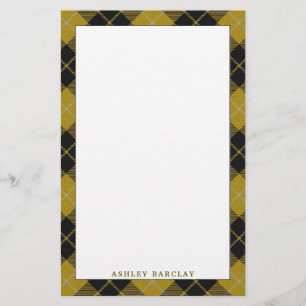 Elegant Clan Barclay Yellow Dress Tartan Plaid Stationery