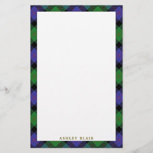 Elegant Clan Blair Tartan Plaid Stationery